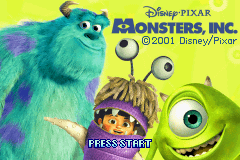 Monsters Inc title screen for GameBoy Advance